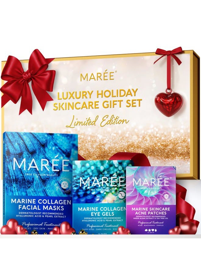 MAREE Valentines Day Gifts for Her – Skincare Gift Box – Under Eye Patches, Collagen Face Mask & Cute Star Pimple Patches – Valentines Gifts for Her, Gift Box for Women, Mom & Self-Care Lovers - Image 1